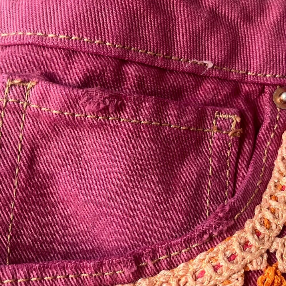 Crochet Jean Shorts Size 2 Super High Rise granny square - Picture 9 of 9